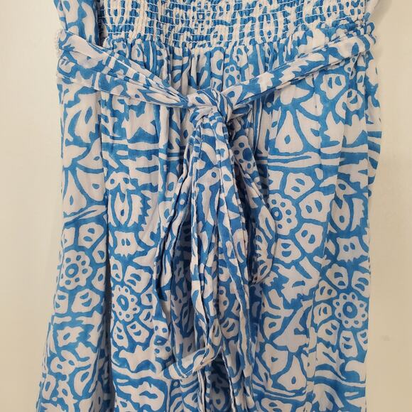 Roller Rabbit Mar Zarela Fit and Flare Midi Dress Blue White Cotton Size Large - Picture 10 of 13